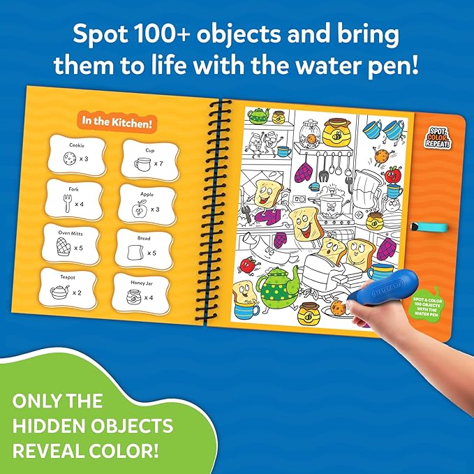 Skillmatics Reusable Search & Find Book - Water Spotter, Mess-Free Learning Activity, Stocking Stuffers, Christmas Fun, Travel Toy, Gifts for Boys & Girls Ages 4, 5, 6, 7, 8