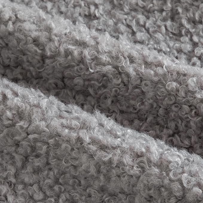 Yaertun Pack of 2 Faux Fur Throw Pillow Covers Decorative Sherpa Boucle Pillow Covers Fuzzy Soft Pillowcases Sheepskin Fleece Cushion Case for Couch Sofa Bed Living Room 12x20 Inch Light Grey