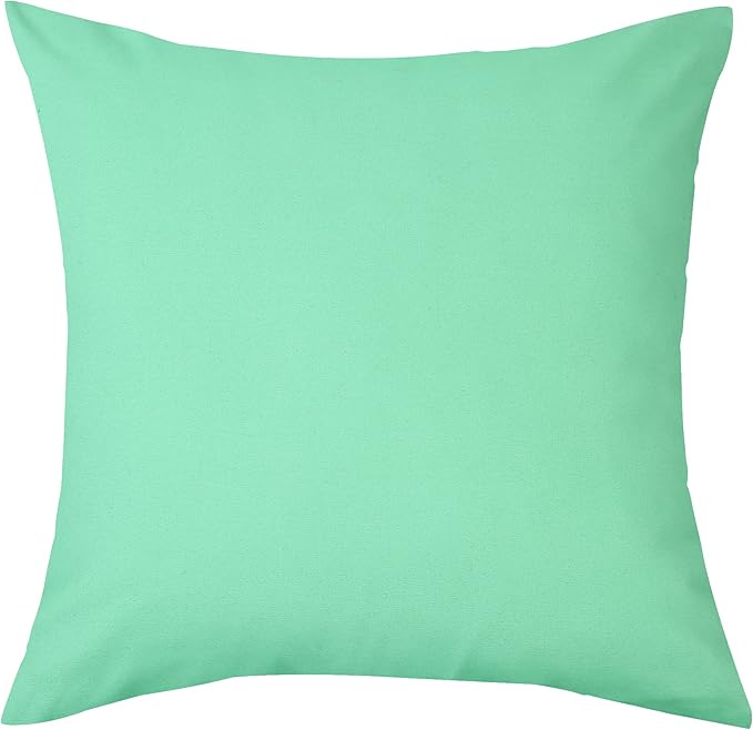 TangDepot Handmade Decorative Solid 100% Cotton Canvas Throw Pillow Covers/Cushion Covers, 45 Colors Available - (18" x18" , Mint Green, 2 Count (Pack of 1))