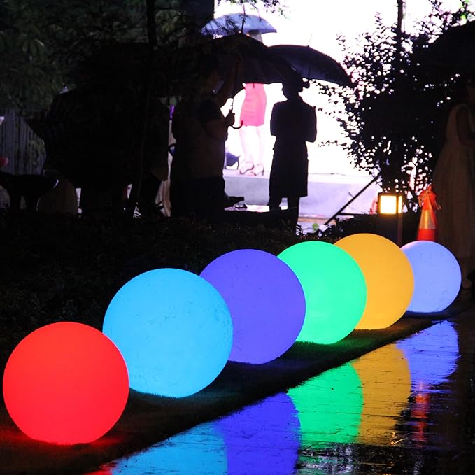 Modern Home Color-Changing LED Glow Ball - 16-Color Remote-Controlled Light Sphere w/Power Cord – Indoor/Outdoor Ambient Mood Lighting, Waterproof, Plug-in (12")