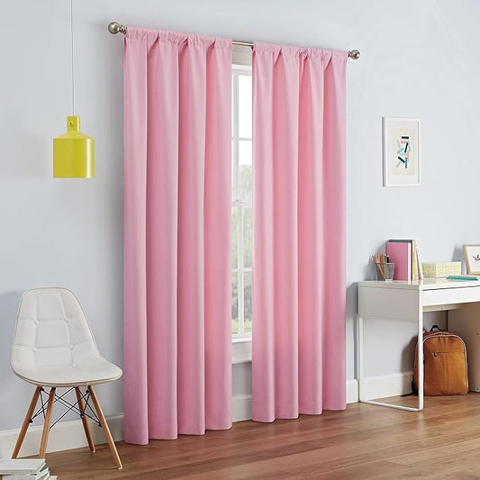 ECLIPSE Kendall Modern Blackout Thermal Rod Pocket Window Curtain for Bedroom or Living Room (1 Panel), 42" x 63", Bouquet
