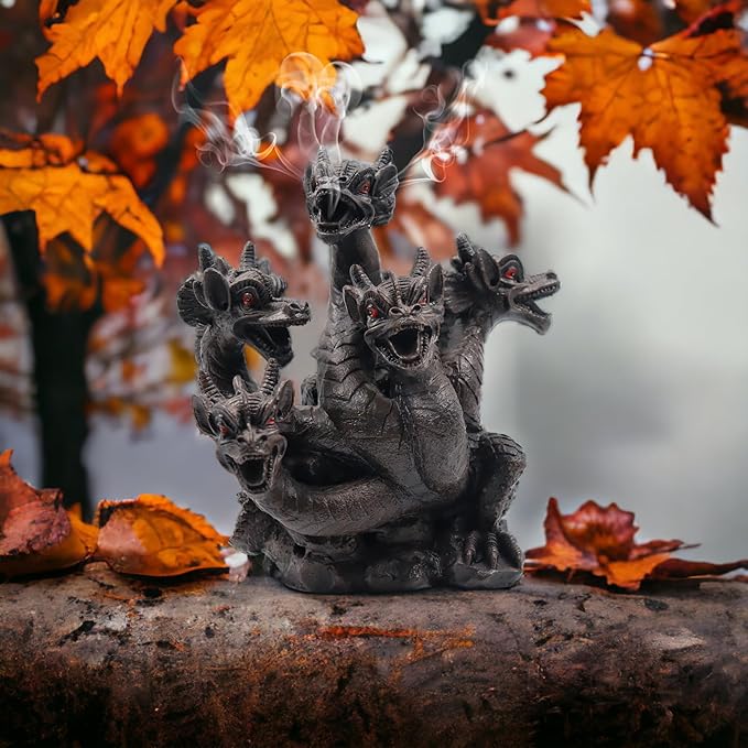Hosley 2pk 8.5 Inch High Resin Dragon Decor Statue/Incense Cone Burner Smoking Dragon Holder. Ideal for Spa and Aromatherapy Suggested for use with Hosley Brand Incense Cones
