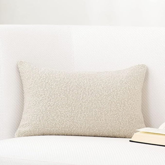 DOMVITUS Boucle Pillow Covers 12x20 Luxury Throw Pillow Covers Decorative Pillows for Bed Sofa Pillows for Living Room Accent Couch Pillows Soft Cushion Case, 1PC, Buttery Cream