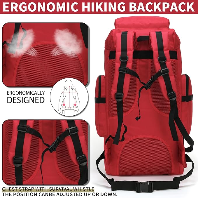 W WINTMING Hiking Backpack for Men 70L/100L Camping Backpack Military Rucksack Molle 3 Days Assault Pack for Climbing | Camping Backpack, 3 Days Assault Pack, for Climbing