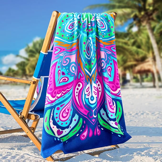 Genovega 2 Packs Oversized Terry Beach Towel 36 x 72 in Soft Extra Large Long Pool Swim Towels Clearance XL Big Travel Blanket Must Haves Vacation for Adult Essentials