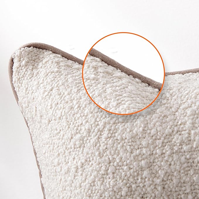 Amazon Basics Boucle Throw Pillow Covers for Couch, Living Room, Home Decor with Hidden Zipper, White, 20×20in, Pack of 2