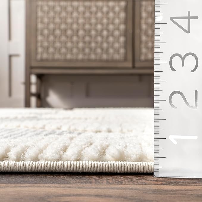 Nuloom Marissa Off-White/Grey, 8'10" x 12', Diamond, Tassel, Soft and Cozy, High Traffic, Stain Resistant, Easy Clean, Durable Area Rug for Bedroom, Living Room, Dining Space, Den, Foyer, Entryway