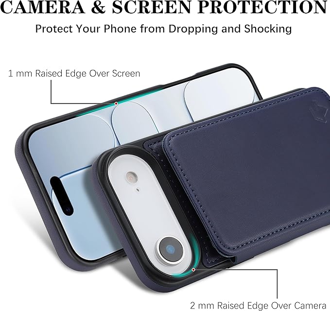 GUERNICA for iPhone 17 Air (6.7") Case Wallet with Card Holder, RFID Blocking Leather Protection, Shockproof Women Men Phone Case for iPhone Air, Blue