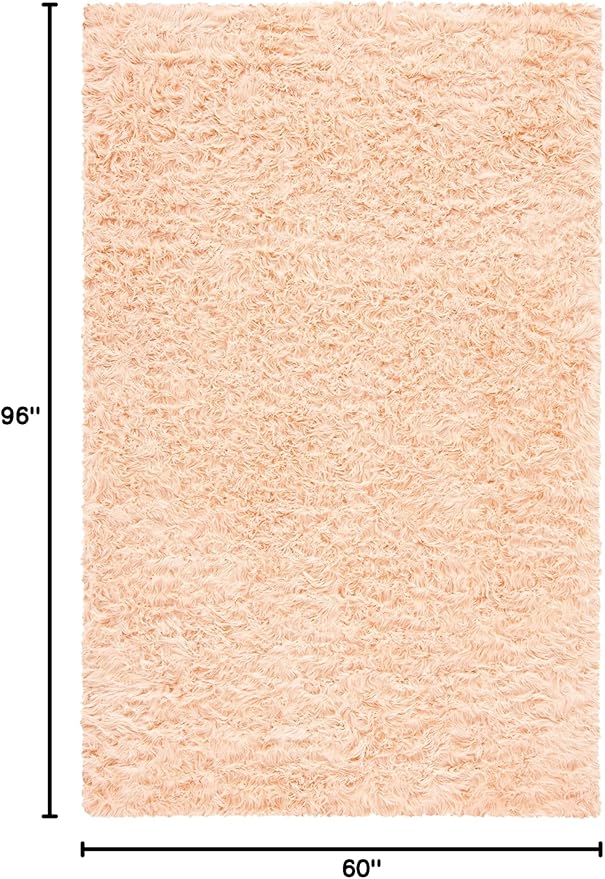 SAFAVIEH Faux Sheep Skin Collection 5' x 8' Light Pink FSS235U Silken Glam 2.35-inch Thick Area Rug