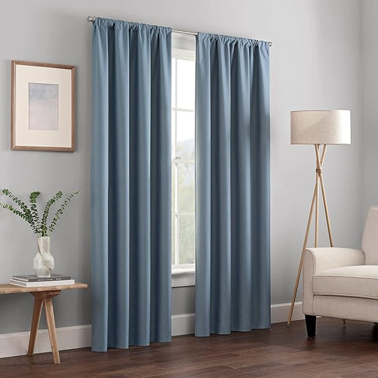 ECLIPSE Kendall Modern Blackout Thermal Rod Pocket Window Curtain for Bedroom or Living Room (1 Panel), 42" x 54", Slate