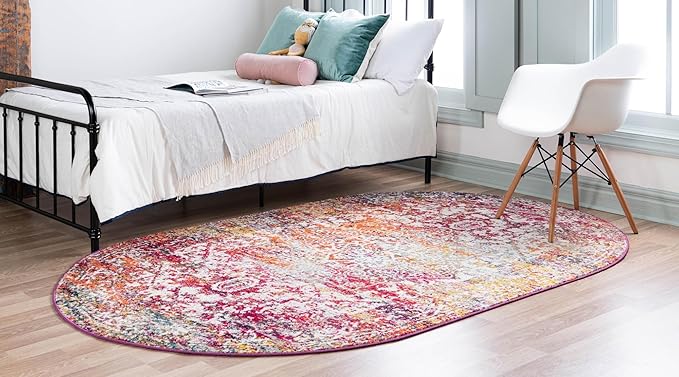 Rugs.com Arlington Collection Rug – 7x10 Oval Multi Medium-Pile Rug Perfect for Living Rooms, Large Dining Rooms, Open Floorplans