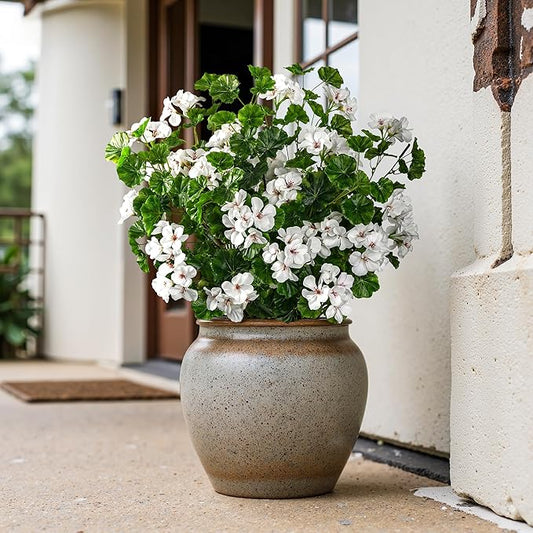 Artificial Flowers for Outdoors 8PCS Artificial Geraniums for Indoor Fake Flowers 17.7In Uv Resistant Artificial Outdoor Flowers Suitable for Indoor Home Decor Outdoor Garden Decor (White)