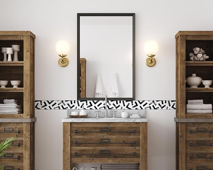 FLFK Black and White Design Wallpaper Border - Peel and Stick Wall Paper, Self Adhesive Removable PVC Borders Sticker, Modern Waterproof Trim for Home Decor, 5" x 240"