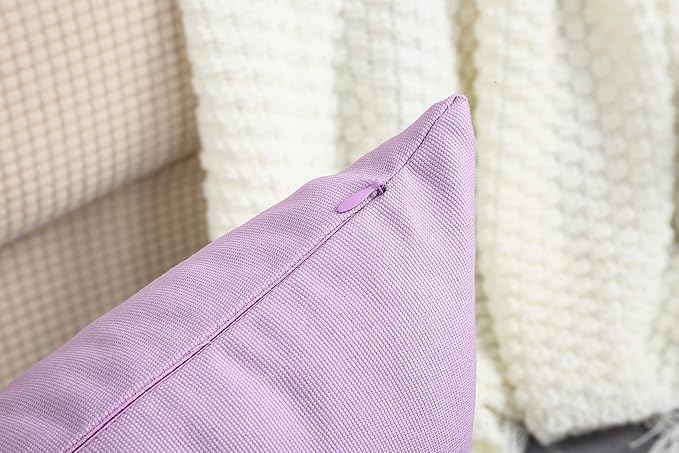 TangDepot Cotton Solid Throw Pillow Covers, 22" x 22" , Light Purple Lavende, 1 Count (Pack of 1)