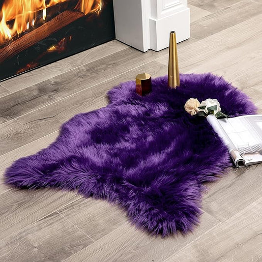 MIULEE Luxury Super Soft Fluffy Area Rug Faux Fur Sheepskin Rug Decorative Plush Shaggy Carpet for Bedside Sofa Floor Nursery 2 x 3 Feet, Purple