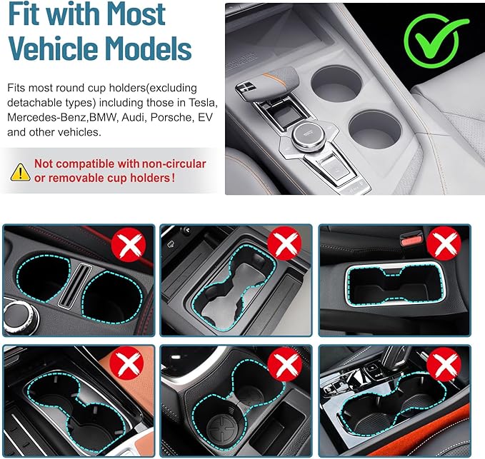 Car Tray Table & Car Desk for Laptop with 2 Risers and Anti-Slip Pad, 360° Rotating Cup Holder for Working and Eating Compatible with Tesla Model 3/Y/S/Ensure The Cup Holder is Round/Grey