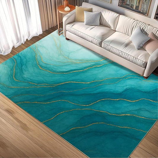 Luxury Marble Rug - 5x7 Area Rugs, Abstract Marble Rug, Abstract Modern Bedroom Rugs, Washable & Non Slip Carpet Home Decor
