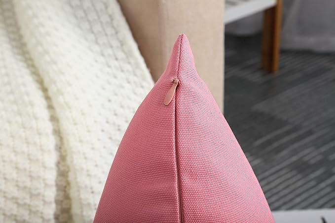 TangDepot Handmade Decorative Solid 100% Cotton Canvas Throw Pillow Covers/Pillow Shams, (28" x28" , Pink, 1 Count (Pack of 1))