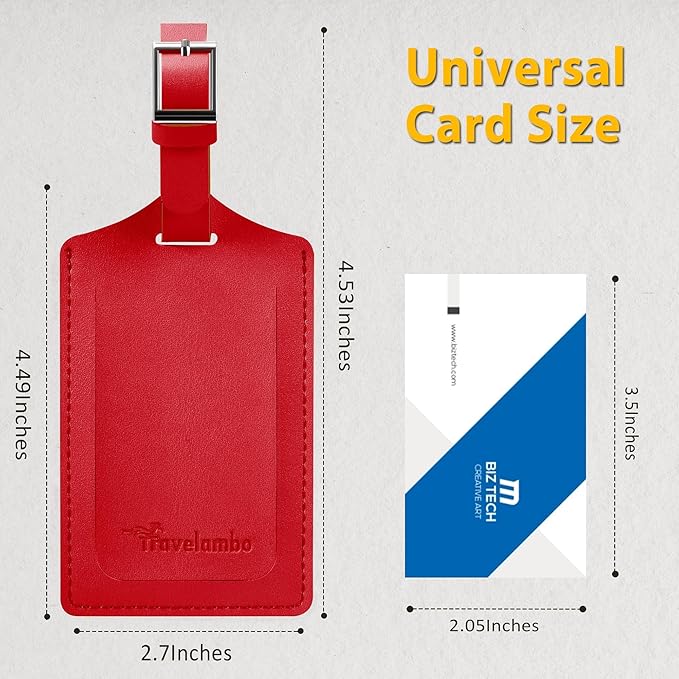 Travelambo 30 Pack Luggage Tags Faux Leather for Suitcases Travel Bag Labels with Protection Cover ID (Red Deep)