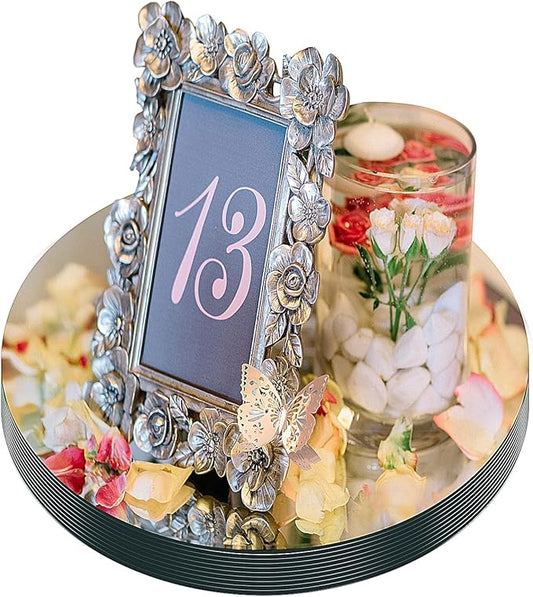 Round Acrylic Mirrors for Centerpieces 10 PCS Circle Mirror Candle Trays 8Inch 1.6mm Round Mirror Trays for Wall Decor,Table Centerpieces,Wedding Party Decorations(Acrylic Material)