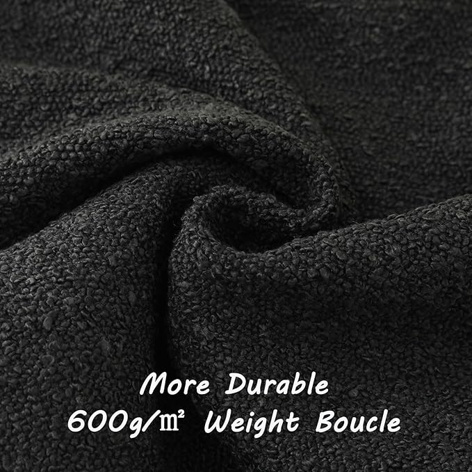 FUTEI Pack of 2 Black Decorative Throw Pillow Covers 12x20 Inch Soft Cozy Solid Boucle Textured Lumbar Pillow Cases,Modern Home Decor for Couch Bed Living Room