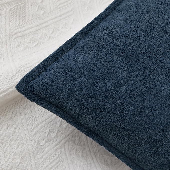 Kevin Textile Waterproof Decorative Pillow Covers Navy Blue 26x26 Inch Pack of 2 Soft Boucle Textured Euro Pillowcases Elegant Accent Pillows for Couch Sofa Chair Bed Home Decor Indoor Outdoor