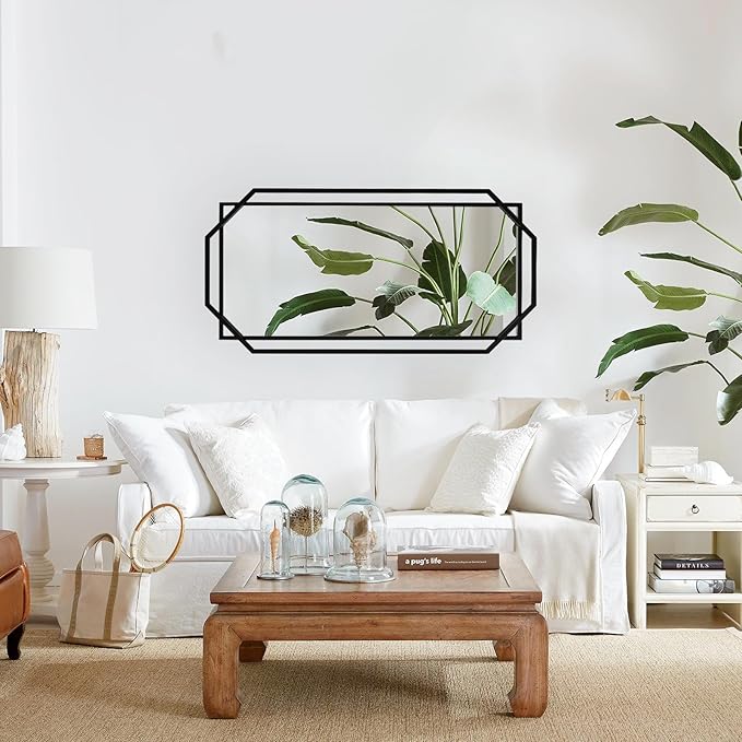 Black 60"x30.5" Full Length Wall Mirror, Large Bathroom Rectangular Mirror with Metal Modern Octagonal Frame, for Entryway,Living Room, Dining Room