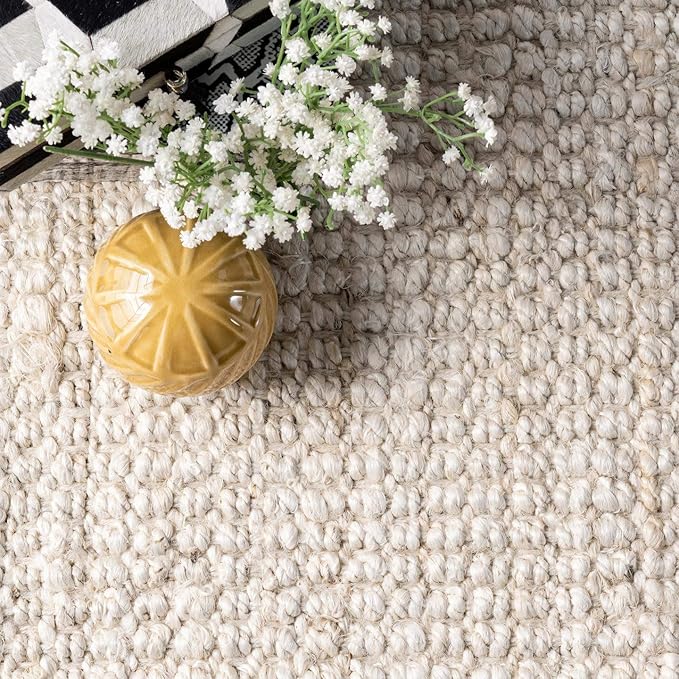 Nuloom Daniela Off-White, 9'6" x 12'6", Handmade, Jute, Tassel, Soft and Textured, High Traffic, Stain Resistant, Easy Clean, Durable Area Rug for Bedroom, Living Room, Dining Space, Foyer, Entryway