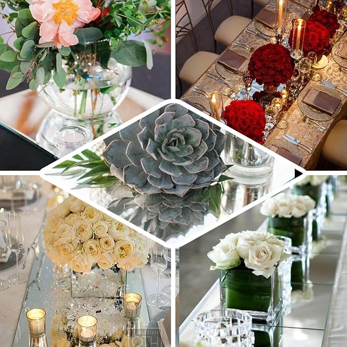 Efavormart 8" Square Glass Mirror Wedding Party Table Decorations Centerpieces - 6 PCS