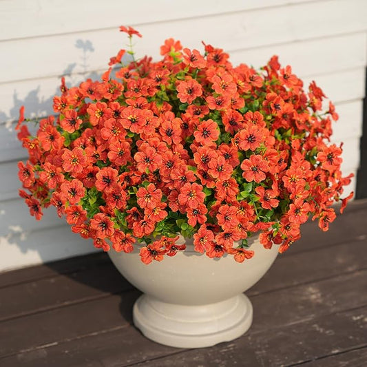Artificial Fall Flowers for Outdoor Indoor Realistic Faux Flower Garden Home Decoration, Hanging Autumn Fall Decor Daisy with Eucalyptus Leaves Fake Plants Greenery Porch Patio Front Door Decors