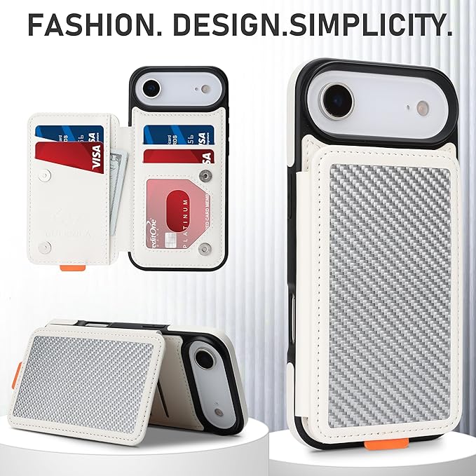 GUERNICA for iPhone 17 Air (6.7") Case Wallet with Card Holder, RFID Blocking Leather Protection, Shockproof Women Men Phone Case for iPhone Air, A - Silver White