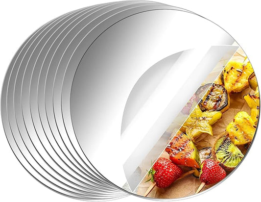 Aneco 10 Pack Acrylic Round Mirrors Non Glass Round Mirror Plate Self Adhesive Mirror Stickers for Home Wall Decor or Wedding Table Centerpiece, 6 Inches, (Thickness 2 mm)