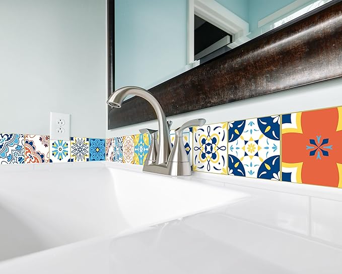 FLFK Wallpaper Border Tile Stickers Peel and Stick Wall Border for Kitchen Backsplash Bathroom Shower Room,5"x240"