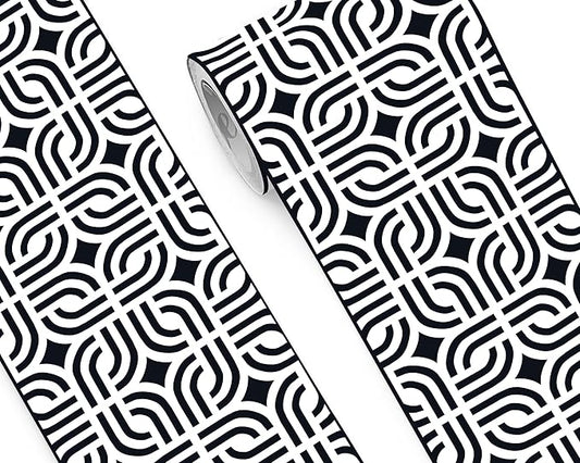 FLFK Wallpaper Border - Black and White Peel and Stick Wall Borders Decal Trim Geometric Pattern 10" x 240"