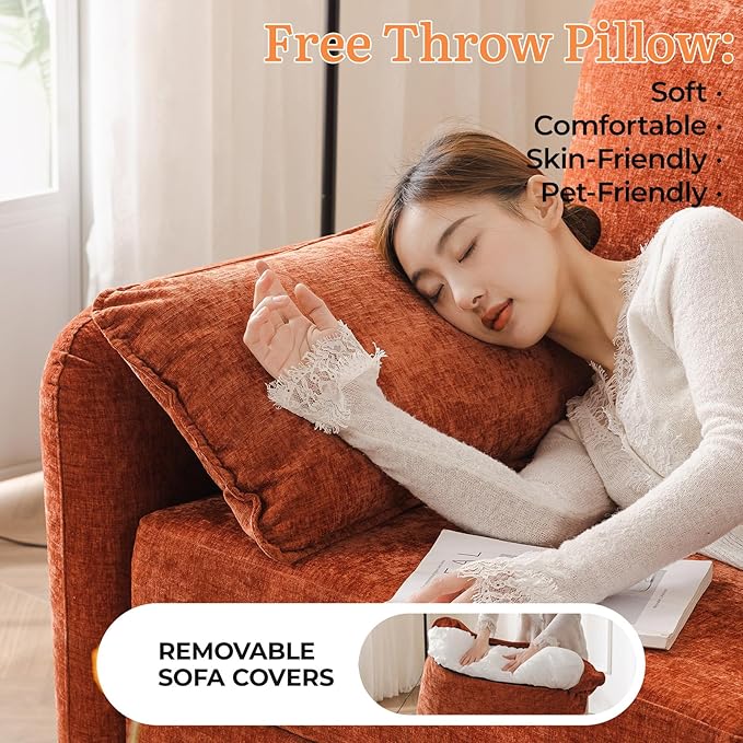 Modular Sectional Sofa with Seats Storage, Oversized L Shaped Couch,6-Seaters Comfy Couches for Living Room,Cloud Couches with Deep Seat,Chenille,Orange