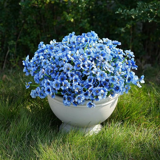 Artificial Flowers for Outdoor Faux Plants for Spring Summer Decoration, UV Resistant Realistic Silk Plastic Fake Flowers Garden Porch Patio Balcony Yard Front Home Decor, 24 Bundles