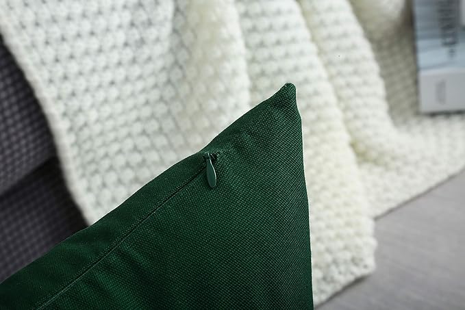 TangDepot Handmade Decorative Solid 100% Cotton Canvas Throw Pillow Covers/Pillow Shams, (28"x28", Deep Green)