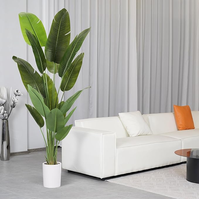 Large Artificial Plants Indoor 7.2Ft Silk Bird of Paradise Big Tall Fake Tree Faux Green Silk Floor Potted Plants for Home Living Room Bedroom Office Decor (2 Pack)…
