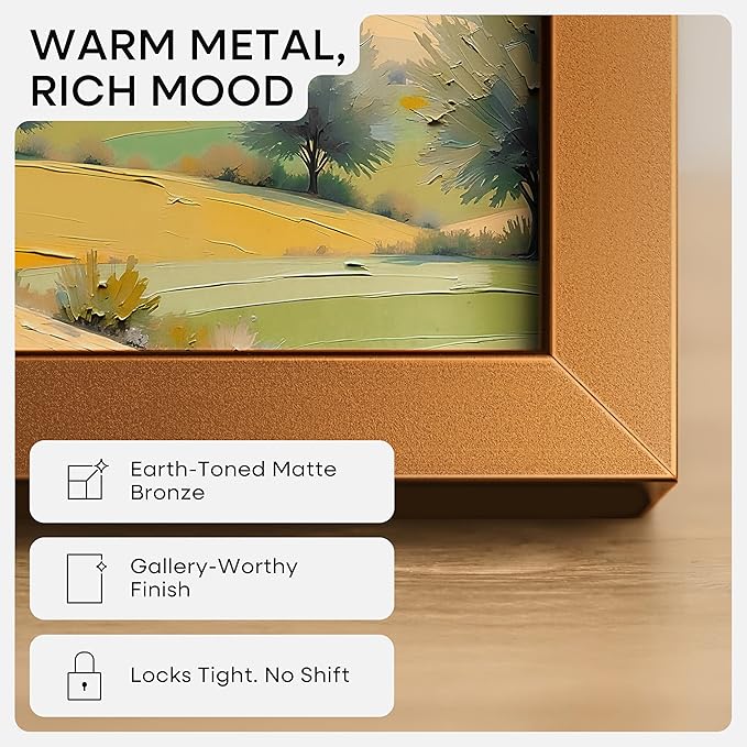 Homeforia 10x10 Picture Frame Bronze, High End Metal 10 by 10 Square Brass Frames with Mat 8 x 8 Photo, 10x10 Poster Frame Matted to 8x8 Art, Wall or Tabletop Frame, Tempered Glass, Wall Kit, Set of 3