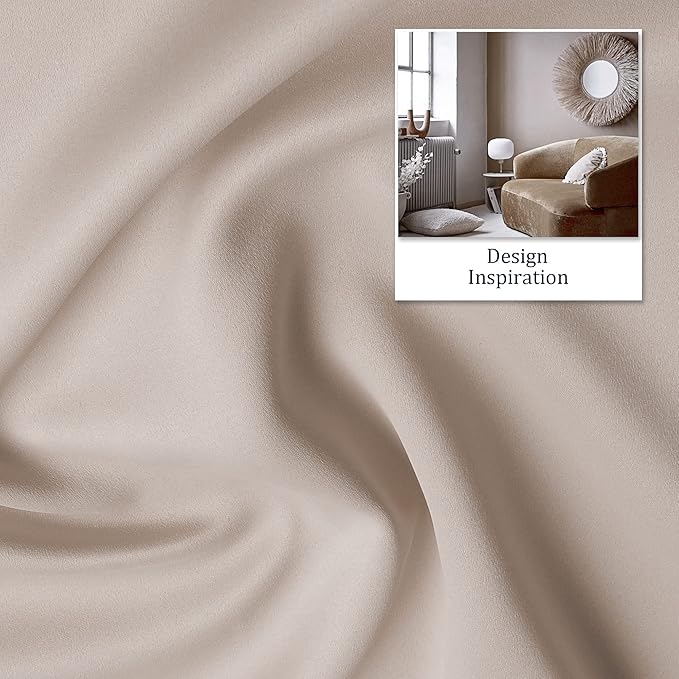 DUALIFE Blackout Curtains 96 Inches Long for Bedroom Thermal Insulated Curtain Panels with Grommet Room Darkening Widow Drapes/Draperies 52x96 Inch 2 Panels Light Taupe
