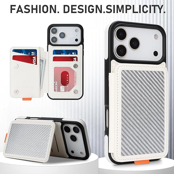 GUERNICA for iPhone 17 Pro (6.3") Case Wallet with Card Holder, RFID Blocking Leather Protection, Shockproof Women Men Phone Case for Apple 17 Pro, A - Silver White