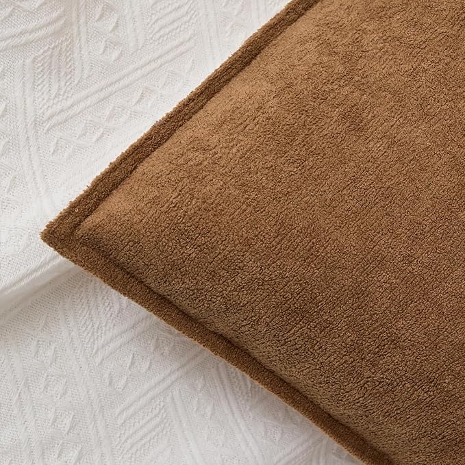 Kevin Textile Waterproof Decorative Pillow Covers Brown 26x26 Inch Pack of 2 Soft Boucle Textured Euro Pillowcases Elegant Accent Pillows for Couch Sofa Chair Bed Home Decor Indoor Outdoor