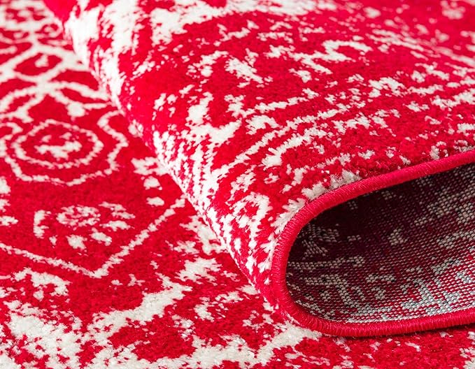 Rugs.com Arlington Collection Rug – 8' x 10' Red Medium-Pile Rug Perfect for Living Rooms, Large Dining Rooms, Open Floorplans