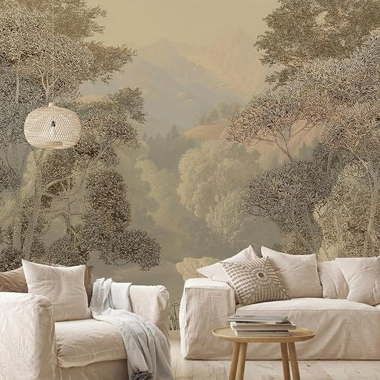 AFZEVEB-Tropical Jungle Wallpaper Landscape Tree Wall murals for Bedroom 114"x74"(Not Peel and Stick)