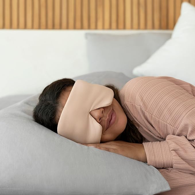Baloo Silk Weighted Sleep Mask (Petal - 0.6 lb) | Light Blocking & Sound Muffling Eye Mask for Sleeping | Cool, Soft & Comforting