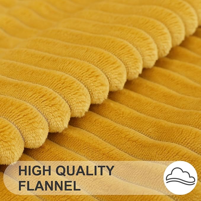 Simmore Decorative Spring Throw Pillow Covers 16x16 Set of 2, Soft Natural Plush Flannel Double-Sided Fluffy Couch Pillow Covers for Sofa Living Room, Mustard Yellow