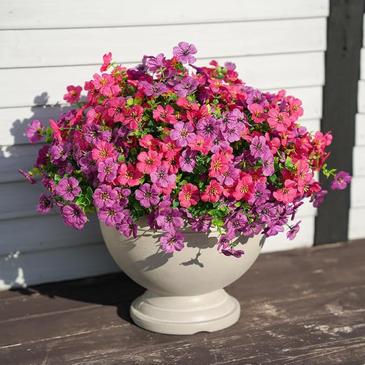 Artificial Flowers for Outdoor Indoor Realistic Faux Flower Spring Summer Garden Home Decoration, Hanging Daisy Flower with Eucalyptus Leaves Fake Plants Greenery Balcony Porch Patio Front Door Decor