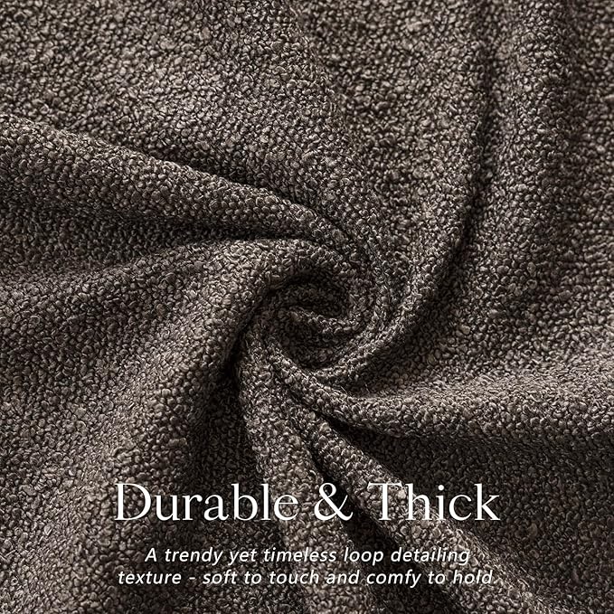 Foindtower Decorative Textured Boucle Throw Pillow Covers Accent Solid Pillow Cases Neutral Soft Cozy Couch Cushion Case for Chair Sofa Bedroom Living Room Home Decor 16x16 Inch,1PC,Dark Brown