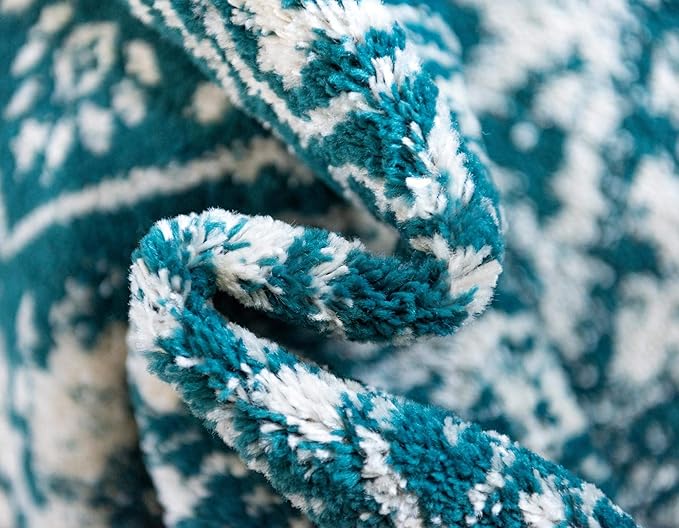 Rugs.com Arlington Collection Rug – 8 Ft Square Turquoise Medium-Pile Rug Perfect for Living Rooms, Kitchens, Entryways