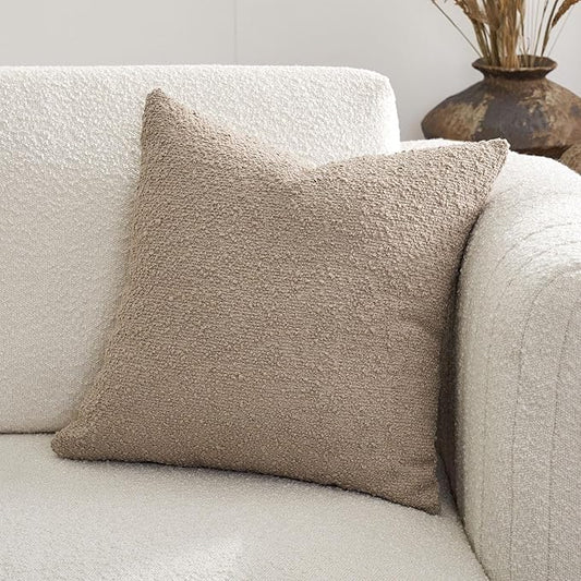 DOMVITUS Boucle Pillow Covers 20x20, Decorative Couch Pillows for Living Room, Throw Pillow Covers for Bedroom Chair Sofa Accent Couch Pillows Soft Cushion Case, 1PC, Oatmeal